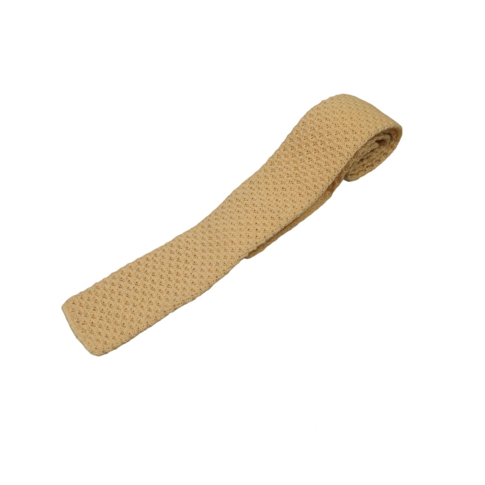 Pendleton Wool Knit Tie Beige Textured Square End Made in USA Extra Long Vintage